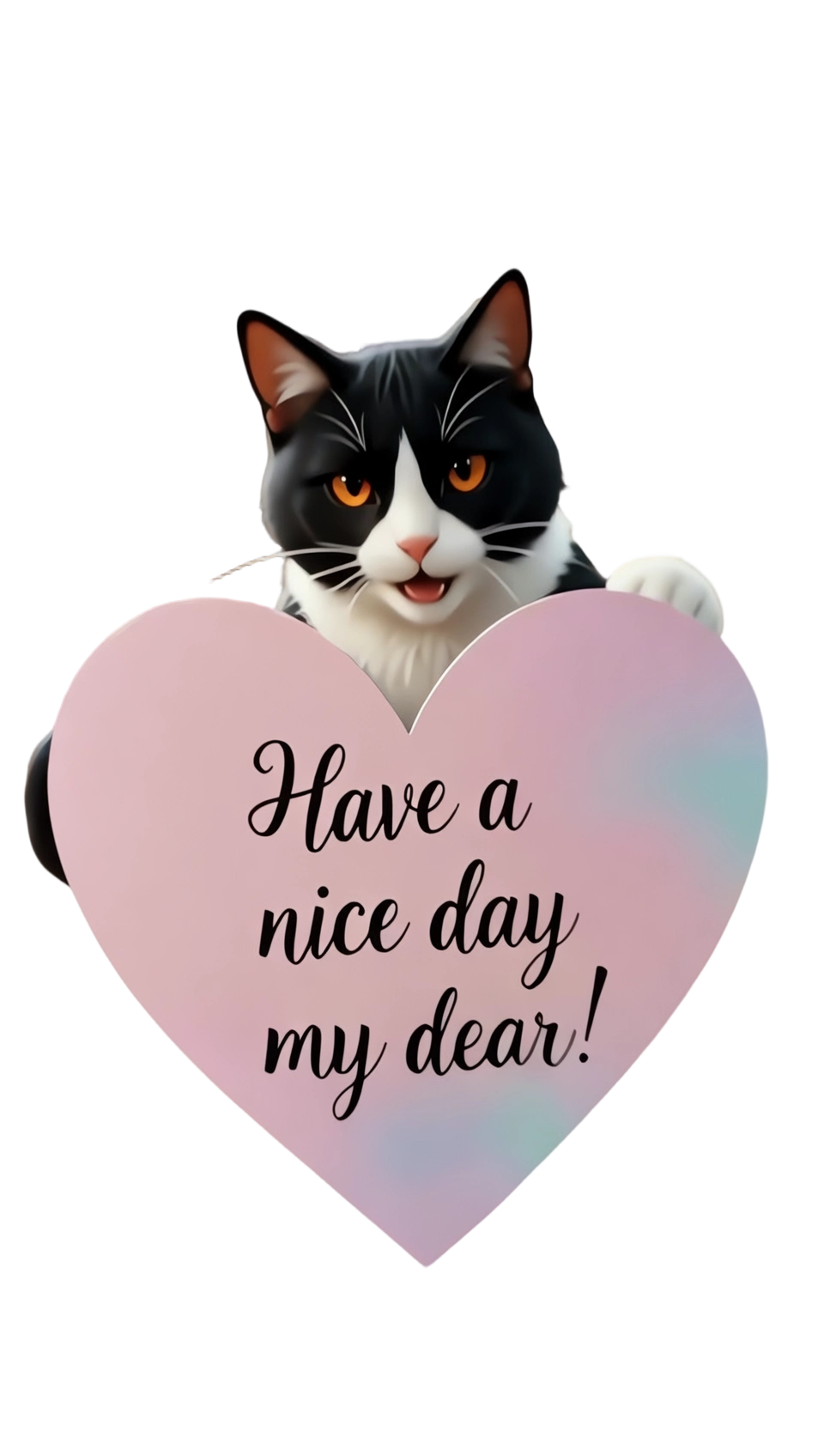 Adorable tuxedo cat with heart